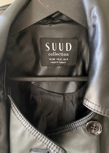 Suud Collection Kadın Siyah Deri Uzun Trençkot