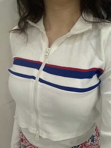 Bershka Fermuarlı Crop Bluz