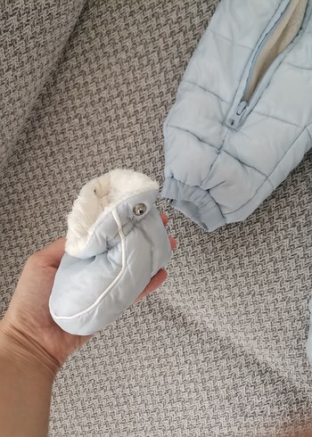 Açık Mavi Kürklü Bebek Erkek Kayak Tulumu - Görsel 6