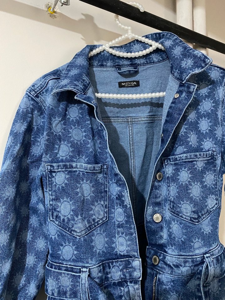 Kadın Mavi Batik Desenli Kot Tulum - Görsel 2