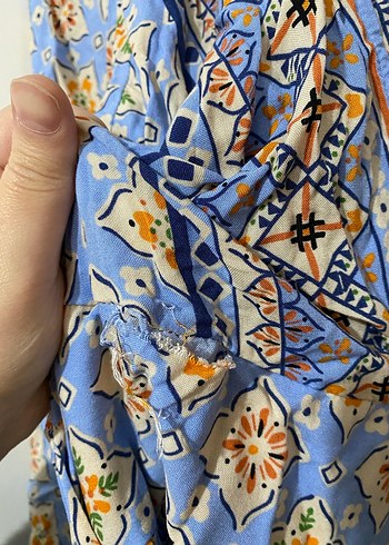 Bohem Uzun Kollu Mavi Bohem Elbise - Görsel 4