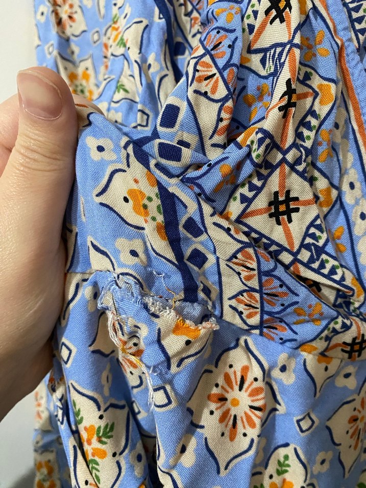 Bohem Uzun Kollu Mavi Bohem Elbise - Görsel 4