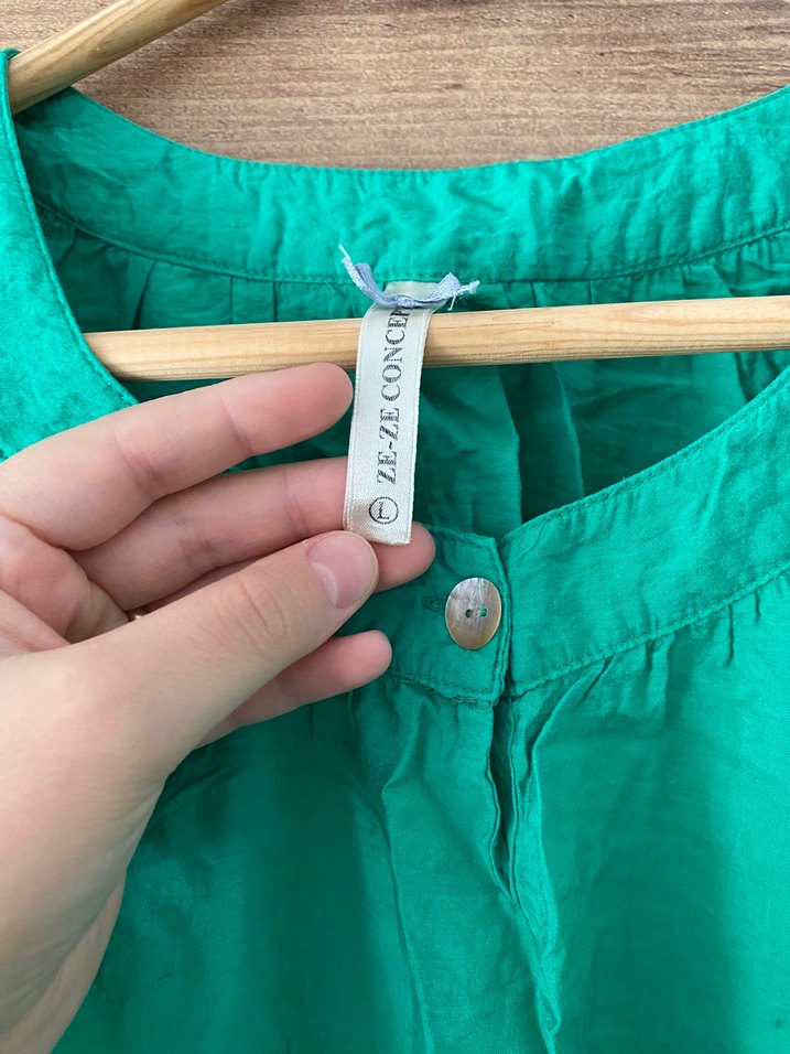 Yeşil Kısa Kollu Bol Kesim Bluz - Görsel 2