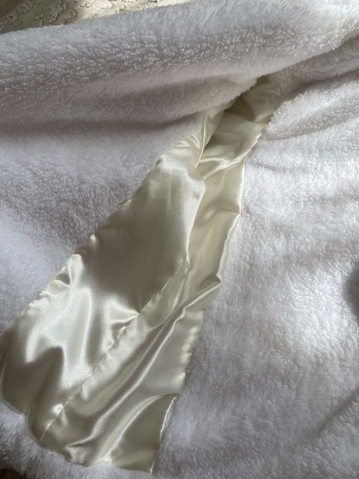 Düğmeli Beyaz Kadın Kürk mont - Görsel 4