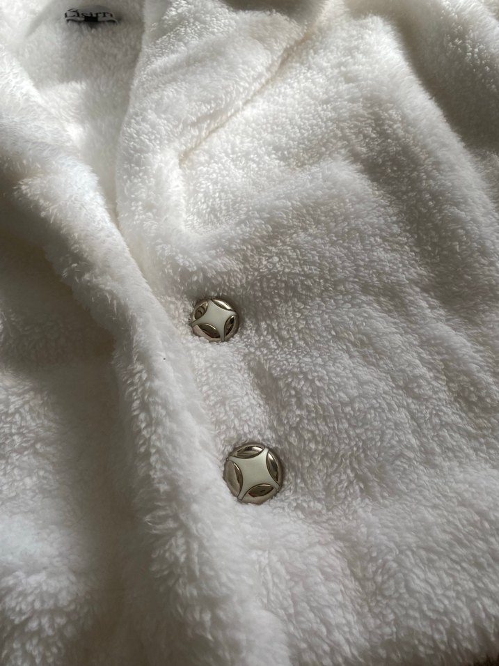 Düğmeli Beyaz Kadın Kürk mont - Görsel 2