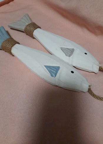 Beyaz Ahşap Balık Duvar Süsü - Görsel 2