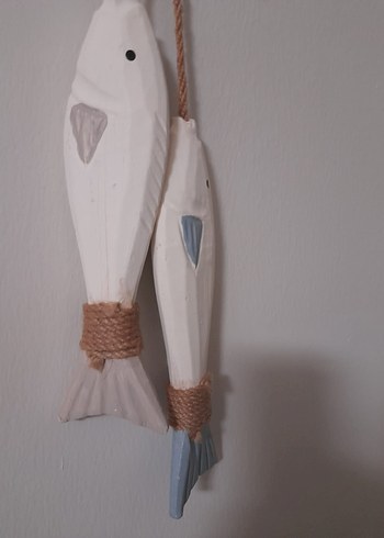 Beyaz Ahşap Balık Duvar Süsü - Görsel 4