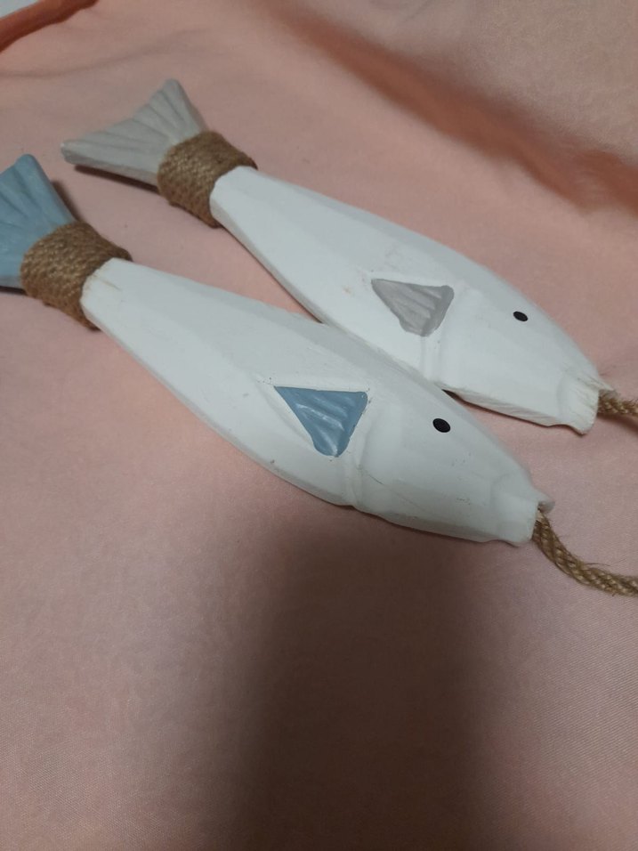 Beyaz Ahşap Balık Duvar Süsü - Görsel 2