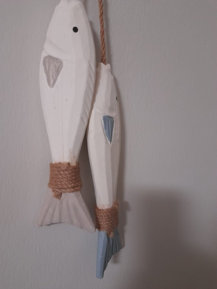 Beyaz Ahşap Balık Duvar Süsü - Görsel 4