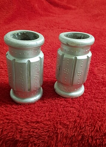 AHŞAP MUMLUK- GÜMÜŞ renkli çift 10cm sıfır - Görsel 4