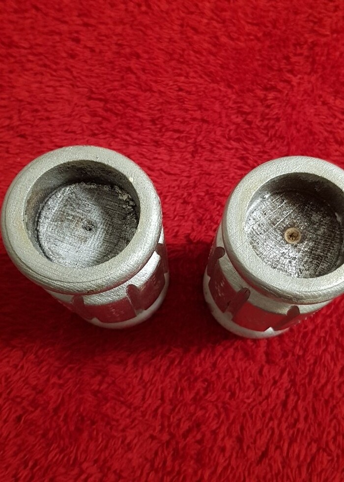 AHŞAP MUMLUK- GÜMÜŞ renkli çift 10cm sıfır - Görsel 2