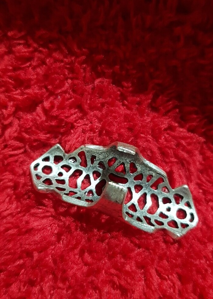 Gümüş Kaplama antik çelik yüzük ayarlanabilir - Görsel 3