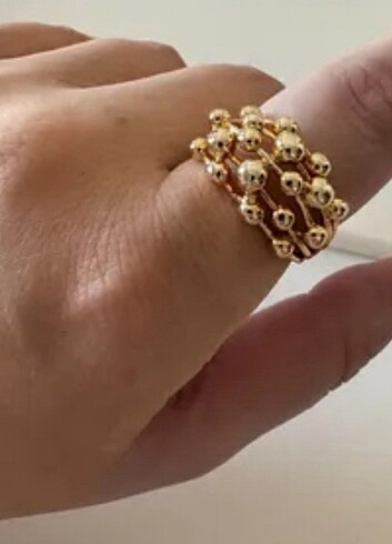 Gold bombom bombeli yüzük-altin kaplama ayarlanabilir - Görsel 5