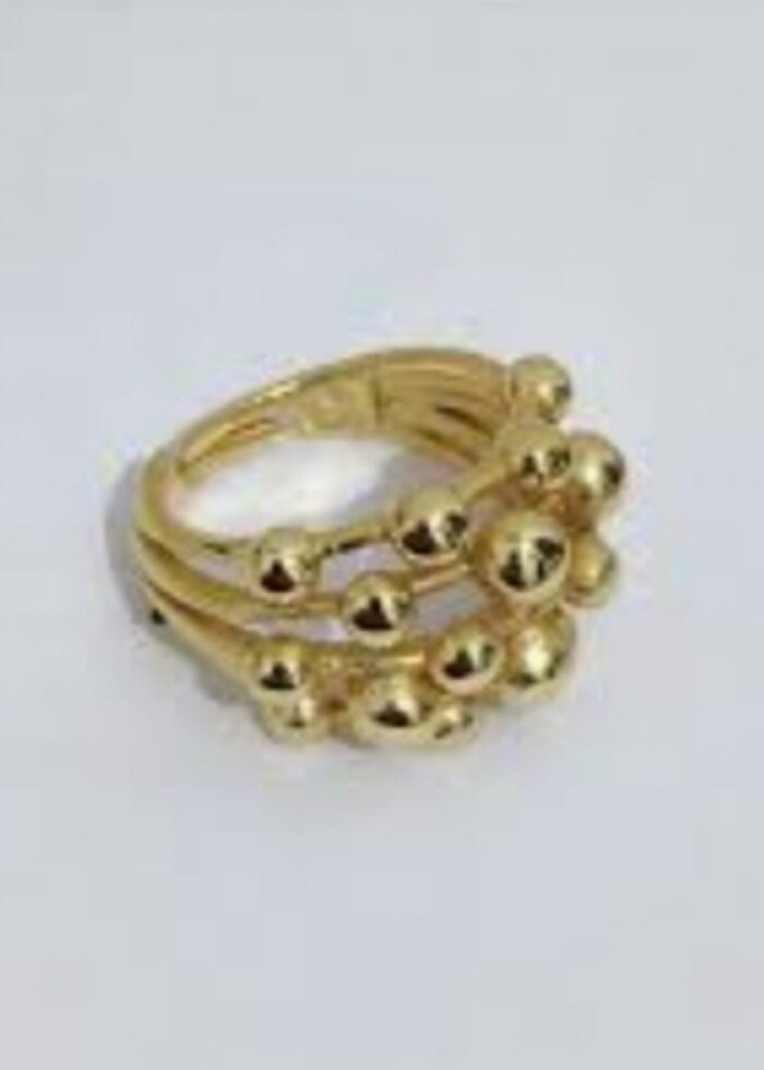 Gold bombom bombeli yüzük-altin kaplama ayarlanabilir - Görsel 3