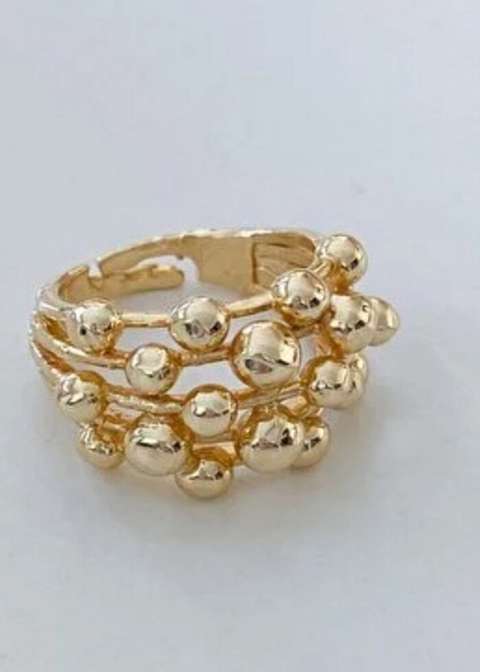 Gold bombom bombeli yüzük-altin kaplama ayarlanabilir - Görsel 4