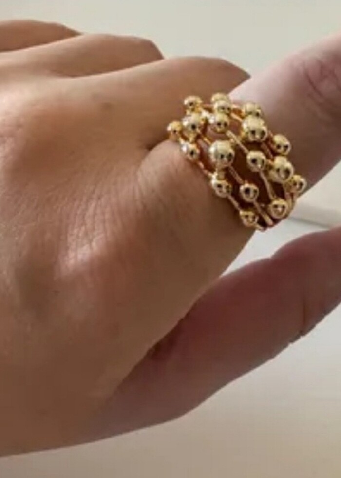 Gold bombom bombeli yüzük-altin kaplama ayarlanabilir - Görsel 5