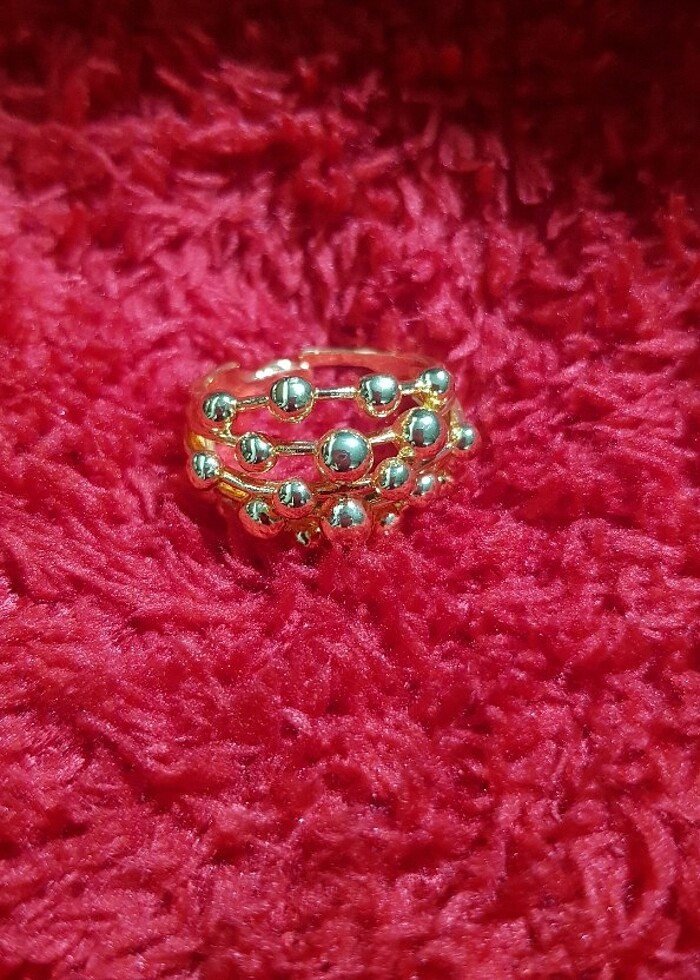 Gold bombom bombeli yüzük-altin kaplama ayarlanabilir - Görsel 2