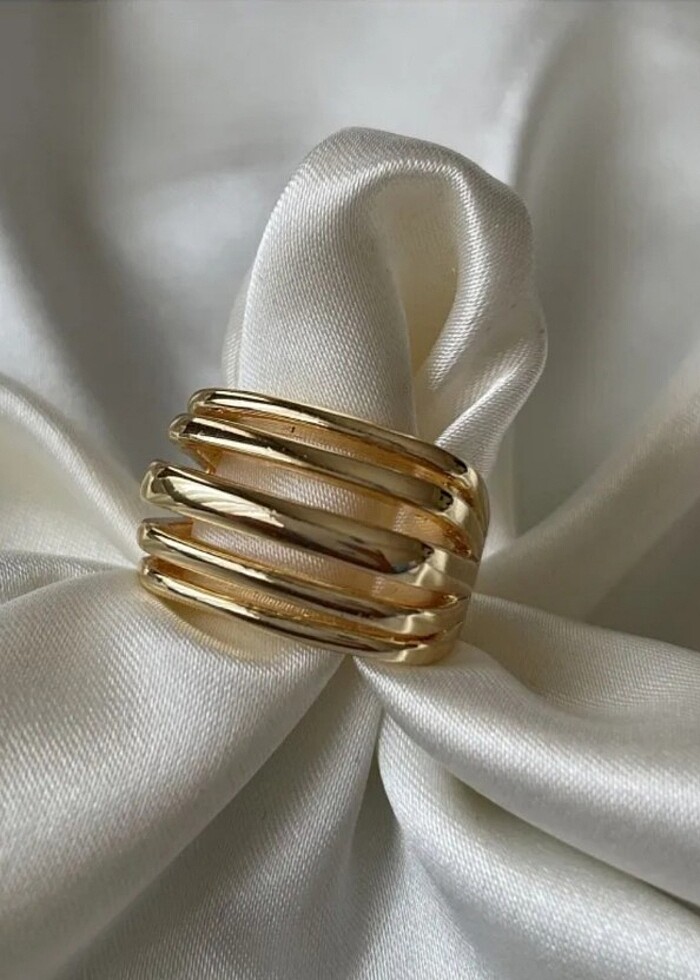 Gold burgu altin kaplama bombeli yüzük ayarlanabilir sıfır - Görsel 4