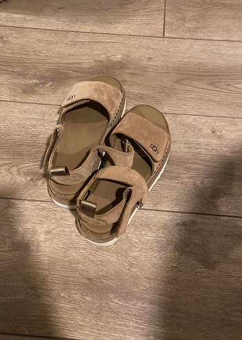 36 Beden Ugg Bej Süet Kadın Platform Topuklu Sandalet