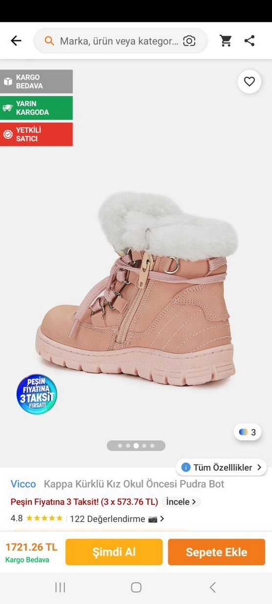 Vicco Pudra Kız Çocuk Kürklü Bot - Görsel 2