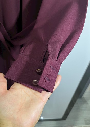 48 Beden bordo Renk Diger Bordo Uzun Kollu Düğmeli Tunik
