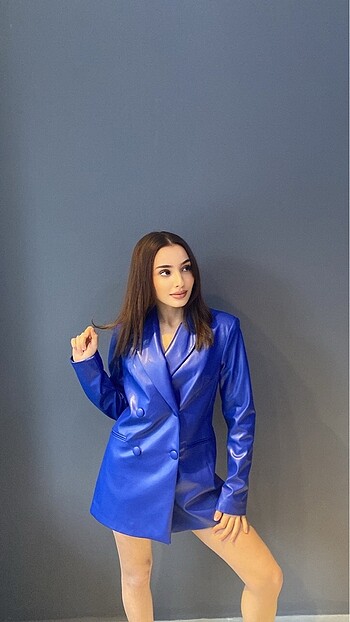 38 Beden Deri Blazer Ceket