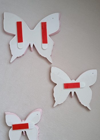 Duvar Dekoratif Pembe 3 lü Kelebek - Görsel 2