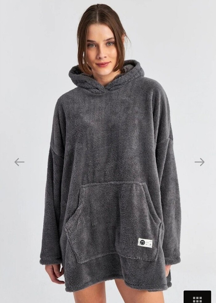 Ecrou Kadın Kapüşonlu Cepli Panço - Görsel 4