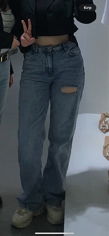 Trendyol & Milla Trendyolmilla 38 beden yırtık detay wide leg kot pantolon