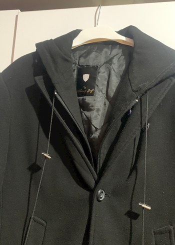 Erkek Siyah Midi Boy Düğmeli Kaban - Görsel 2