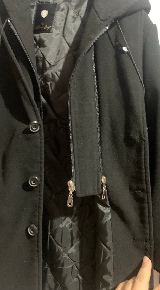 Erkek Siyah Midi Boy Düğmeli Kaban - Görsel 3