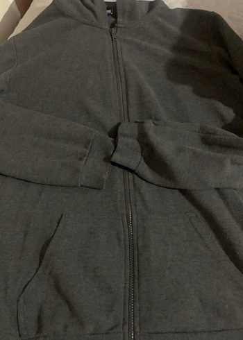 Erkek Gri Fermuarlı Sweatshirt kapşonlu hırka - Görsel 3