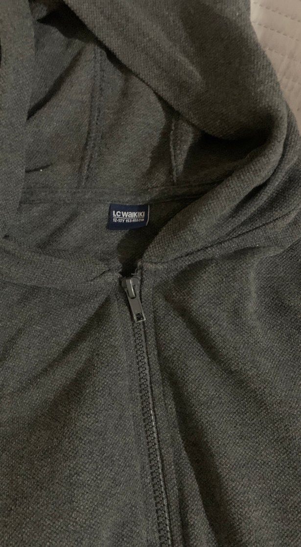 Erkek Gri Fermuarlı Sweatshirt kapşonlu hırka - Görsel 2