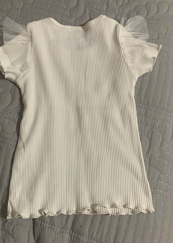 Kız Çocuk Beyaz Fırfırlı Kısa Kollu Bluz - Görsel 5