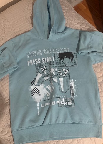 Kapüşonlu, uzun kollu mavi sıyah - Görsel 5