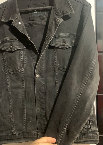 Düğmeli Siyah erkek genç  Kot Ceket - Görsel 2