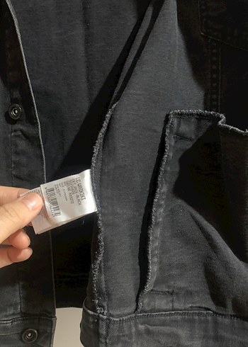 Düğmeli Siyah erkek genç  Kot Ceket - Görsel 4