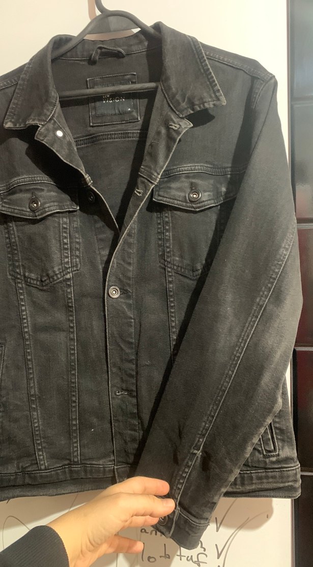 Düğmeli Siyah erkek genç  Kot Ceket - Görsel 2