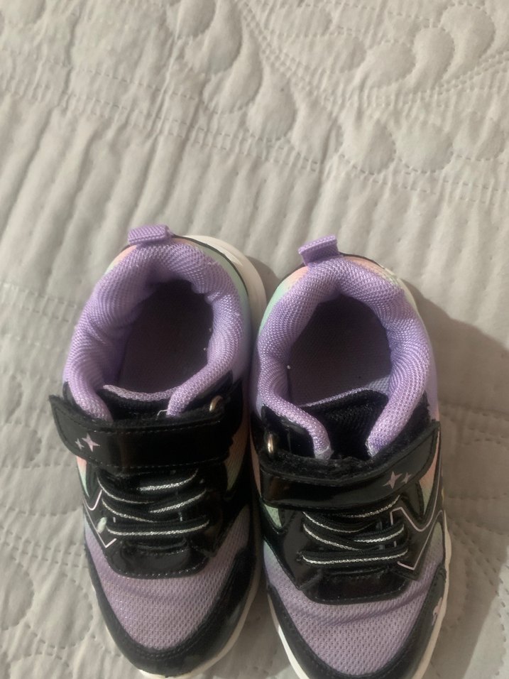 Kız Çocuk Mor Bağcıklı ve Cırtcırtlı Spor Ayakkabı - Görsel 2