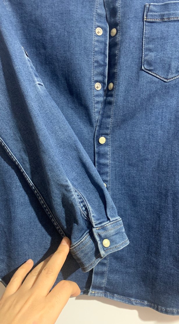 Düğmeli Mavi Denim erkek çoçuk yumuşak kot Gömlek - Görsel 3