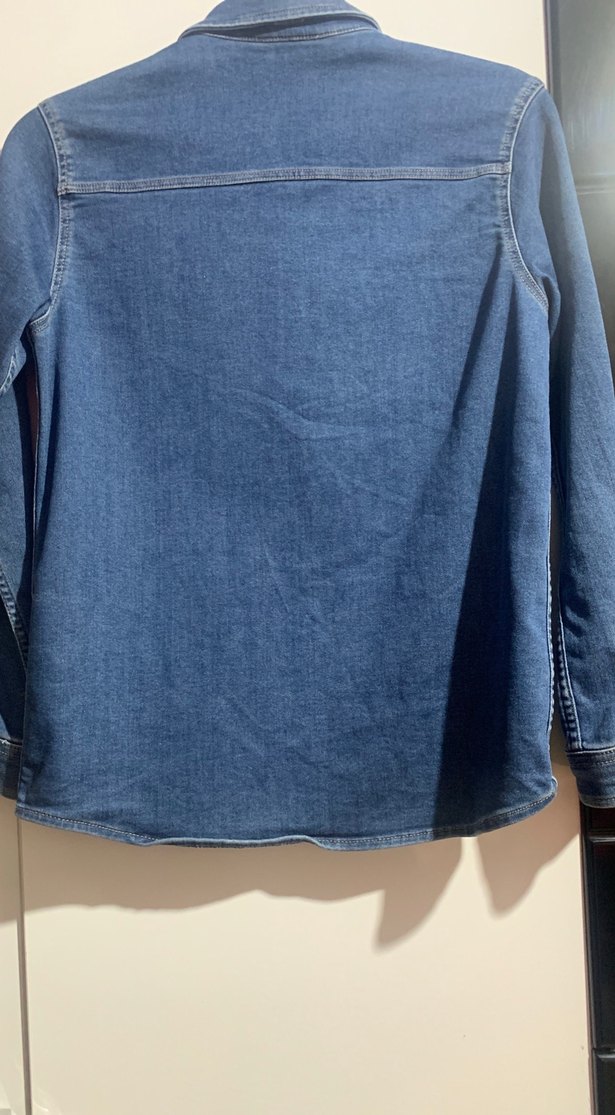 Düğmeli Mavi Denim erkek çoçuk yumuşak kot Gömlek - Görsel 4