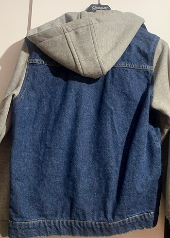 Gri Kapüşonlu Denim erkek çoçuk Ceket - Görsel 4