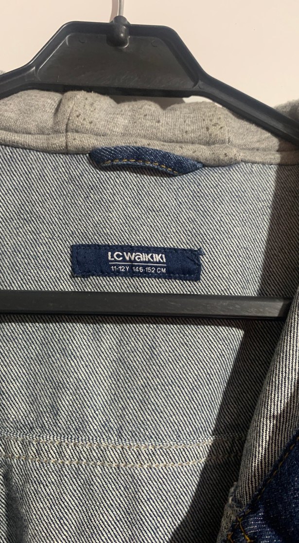 Gri Kapüşonlu Denim erkek çoçuk Ceket - Görsel 2