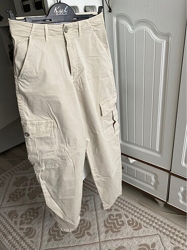 Krem zara kargo pantolon