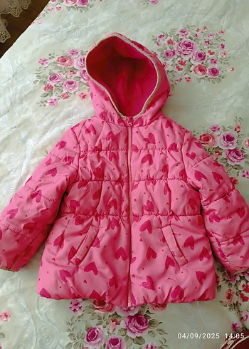 Kapüşonlu, Nakışlı Kız Çocuk Pembe Mont