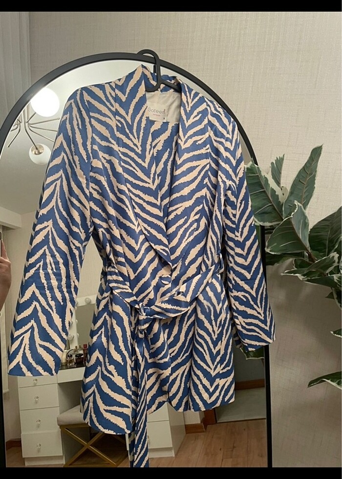 Sateen zebra desen ceket ikili takım - Görsel 3