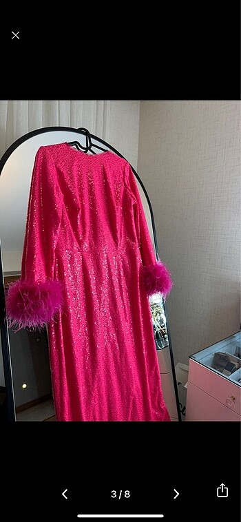 Tesettür pul payetli otrişli abiye - Görsel 3