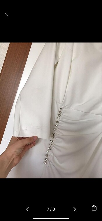 Beyaz taşlı uzun abiye - Görsel 6