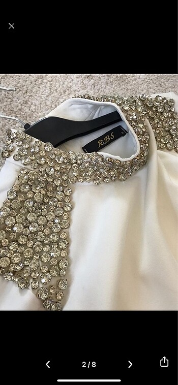 Beyaz taşlı uzun abiye - Görsel 2