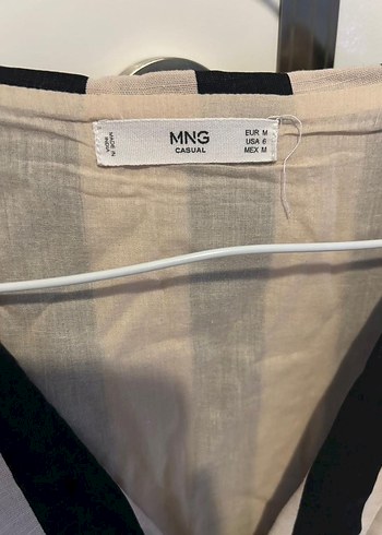 Mango Düğmeli Çizgili Keten Uzun Elbise - Görsel 5